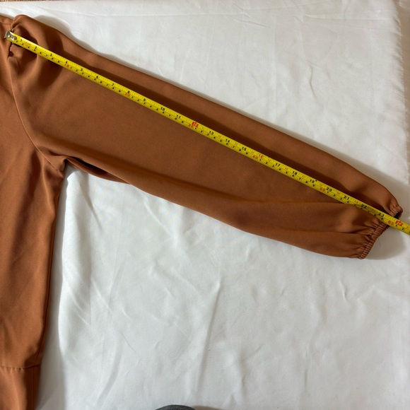 Nine West Top Twist Front Long Sleeve Dressy Comfort Blouse Rust Size Large - Picture 12 of 14